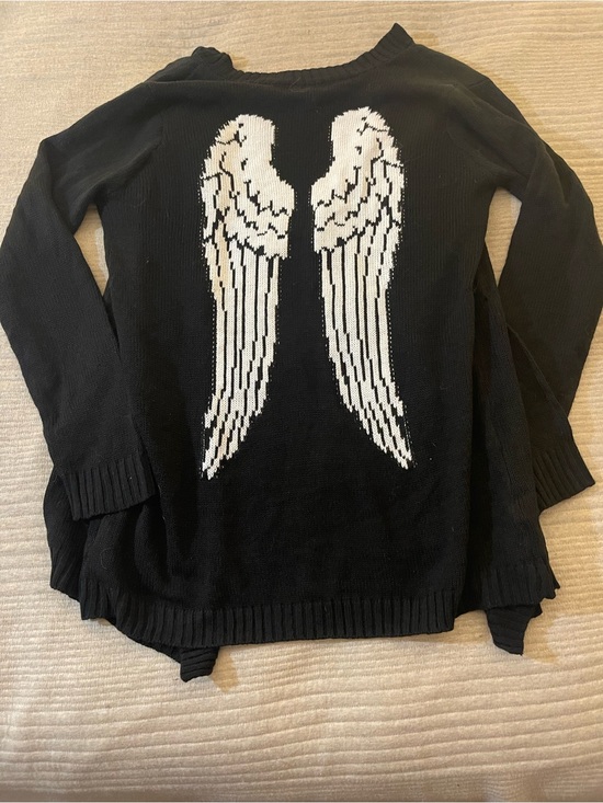 Hot Topic Sweaters - Hot topic Black & White Angel Wing Girls Flyaway Cardigan size small